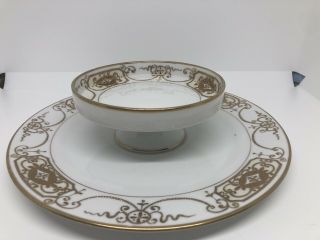 Antique Noritake Nippon Gold Moriahe Two Tier Serving Dish Cheese & Cracker Tray