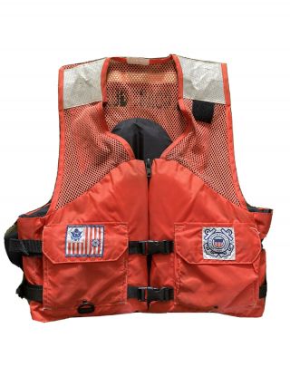 Rare Uscg Coast Guard Surplus Pfd Stearns Life Vest Size Large I424