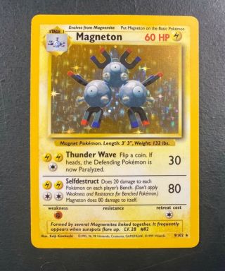 Magneton Pokemon Card 9/102 1999 Base Set Holo Foil Rare
