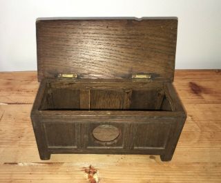 Antique Doll or Miniature Wood Denner Sideboard Trunk Coffer Carved Tudor Design 3