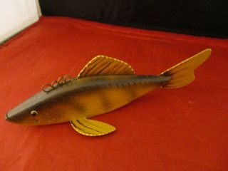 Vintage Handcrafted Wood Ice Fishing Decoy Signed Weighted Rod Osvold Minnesota