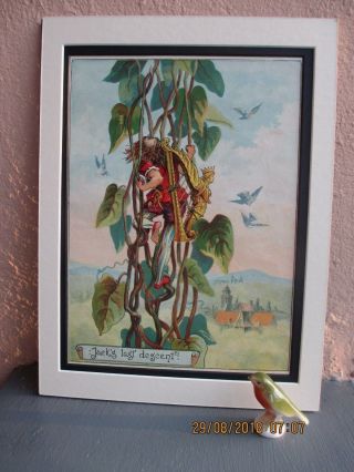 Antique Lithograph Illustration Of Jack And The Beanstalk By R.  Andre 1888