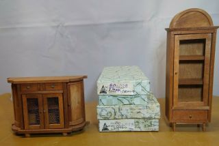 Vintage Fomerz Japan Dollhouse Wood Cabinet With Real Glass And Pantry Server