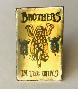 Brothers In The Wind Harley Davidson Motorcycle Pin Badge Rare Vintage (f8)