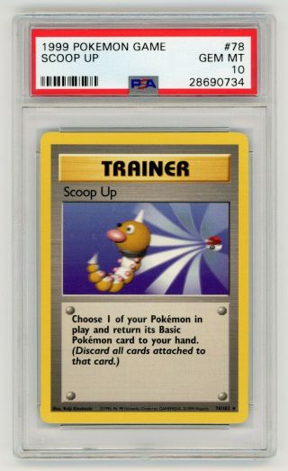 Pokemon 1999 Unlimited Base Set Psa 10 Scoop Up Non Holo Rare Trainer 78/102