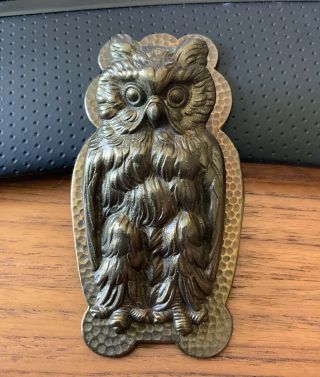 Antique Judd Mfg Co Desk Letter Note Clip Holder Figural Owl