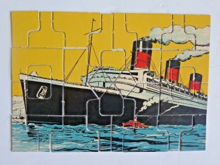 Antique Milton Bradley Flagship 2 Picture Puzzles 1937 Ocean Liner & Locomotive 2