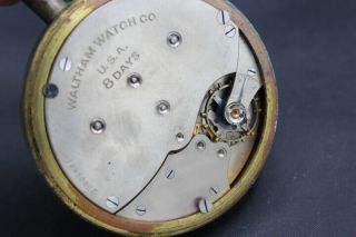 Antique Waltham Watch Co.  8 Days Brass Pocket Watch