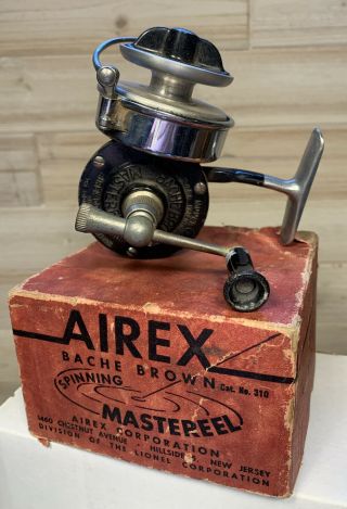 Vintage Airex Bache Brown Mastereel Model 3 Spinning Reel W/box