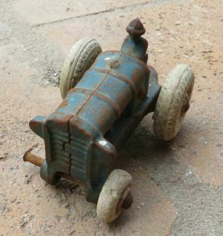 Vintage Cast Iron Antique Toy Tractor With Driver As Found From Estate