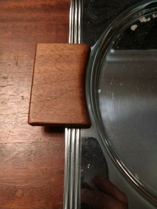 Vintage Art Deco Manning Bowman Criterion Chrome Tray With Wood Handles Rare 3