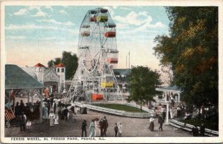 Peoria Illinois Ferris Wheel Al Fresco Amusement Park Wheelock Antique Postcard