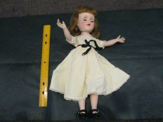 Vintage American Character A.  C.  Blonde Blue Closing Eyes 14 " Yellow Dress Doll