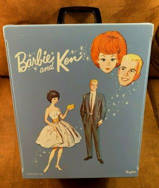 Vintage 1963 Mattel Barbie Ken Double Doll Case Blue VGC  3 DAY 2