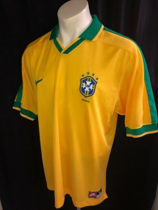 Xl Vtg 1997 Nike Brazil Soccer Jersey Football Shirt Rare Only One Year 97 