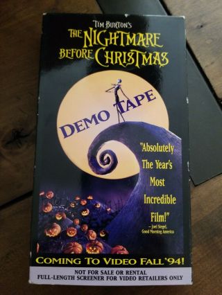 Rare Oop The Nightmare Before Christmas Demo Tape Vhs 1993