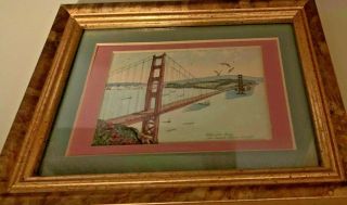 Golden Gate Bridge San Francisco Matted Gold Frame Print With Print Sf Home