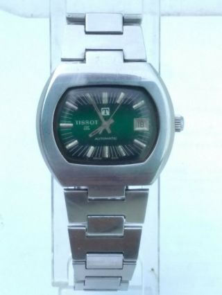 Rare Vintage Tissot Dl Automatic Cal 2481 Special Dial Tv Green Swiss Watch Mens