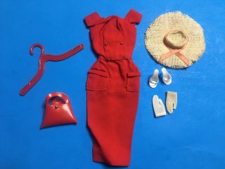 Vintage 1960’s Barbie Doll Dress Red Sheath Sensation,  By Mattel