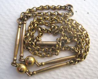Antique Edwardian Gold Plated Chain Necklace With Barrel Clasp