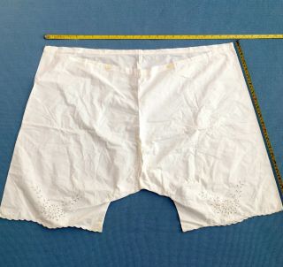 Vintage Cotton Bloomers.  White With Broderie Anglaise Trim & Decoration.