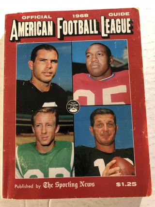 1968 American Football League Afl Guide Oakland Raiders George Blanda Lamonica