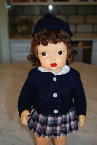 Vintage Terri Lee Doll Clothing - Terri Lee Navy Wool Sweater And Beret 3550d