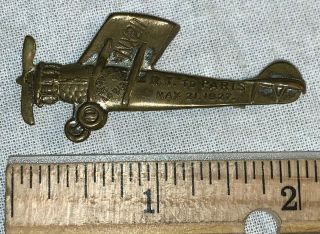 Antique Charles Lindbergh Spirit Of St Louis Airplane Pin Pinback Ny Paris 1927