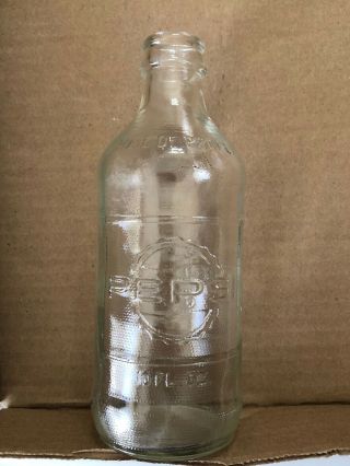 Vintage Pepsi - Cola 10 Oz Clear Glass Embossed Bottle " No Deposit " Rare