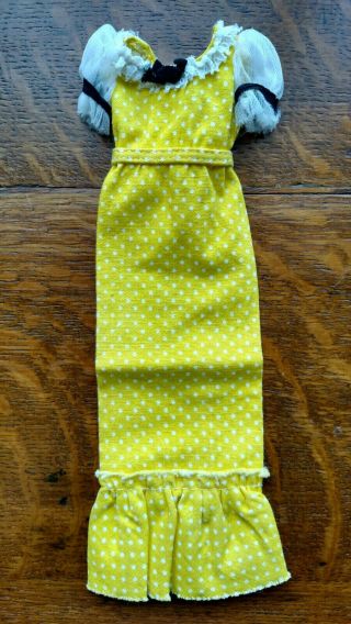 Vintage 1973 Francie Quick Curl 4222 - Yellow W/white Polka Dots Dress