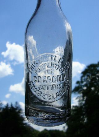 Rare CLEAR STRAIGHT SIDED HAND BLOWN COCA COLA CUMBERLAND,  MARYLAND SODA BOTTLE 2
