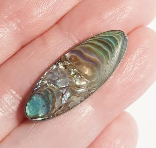 Antique Art Deco Sterling Silver Green Blue Purple Abalone Shell Oval Brooch Pin