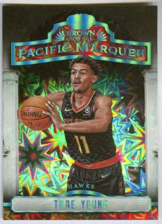 Trae Young 2018 - 19 Panini Crown Royale Rookie Pacific Marquee Rc Hit Rare
