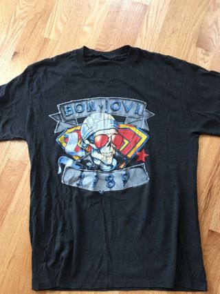 Vintage Bon Jovi Tour Tee 1989 Xl Rare Skull Print