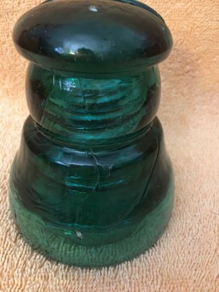 Antique Postal Glass Insulator Auqa In Color,  Areas Of Rippled Glass.