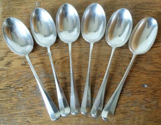 Lovely Vintage 1930s Set Of 6 Sheffield Silver Plated Rattail Dessert Spoons