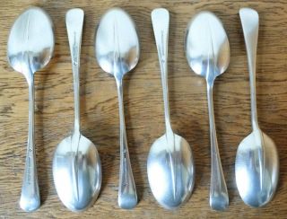 LOVELY VINTAGE 1930s SET of 6 SHEFFIELD SILVER PLATED RATTAIL DESSERT SPOONS 3