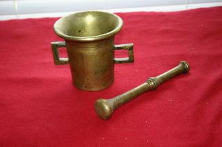 18th Century Antique Bronze Brass Mortar And Pestle Apothecary Pharmaceutical