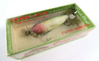 Vintage Creek Chub Plastic Injured Minnow,  Frog Colored