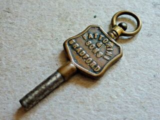 Antique Advertising Pocket Watch Brass Key Fattorini & Sons Bradford
