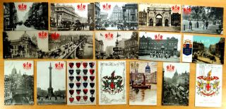 17 Antique Postcards Heraldic Views Of London Crest Arms Uk 13 Tuck Westminster