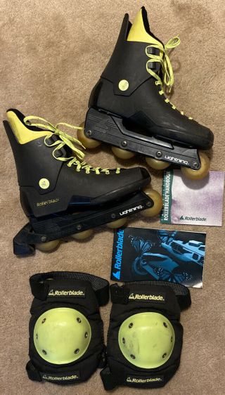 1988 Vintage Rollerblade Lightning Inline Skates Black Yellow Size 10 Mens Rare