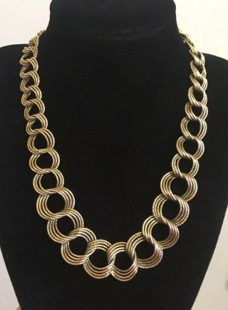 Vintage Rare Gold Tone Sterling Silver 925 Link Chain Graduated Necklace 17” 30g