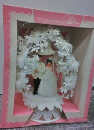 WILTON Vtg Bride/Groom Wedding Cake Topper Couple Stand Bell 10 