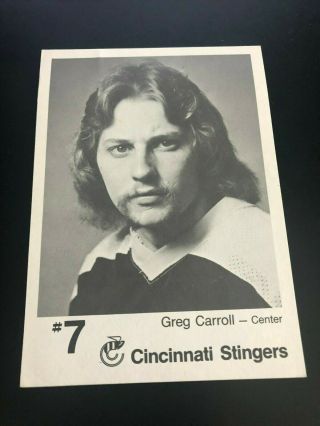 Rare 1977 - 78 Greg Carroll Cincinnati Stingers Photo Postcard Wha