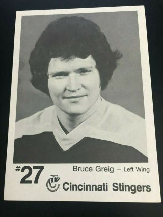 Rare 1977 - 78 Bruce Greig Cincinnati Stingers Photo Postcard Wha