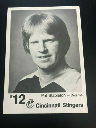 Rare 1977 - 78 Pat Stapleton Cincinnati Stingers Photo Postcard Wha