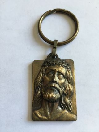 Rare Porte - Clés Religion Jesus Christ Relief Keychain Vintage Années 90