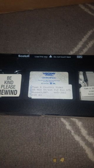 Crawl Space VHS Lightning Video Cut Box RARE OOP HTF 3