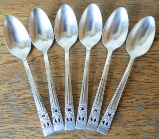 Lovely Vintage Set Of 6 Silver Plated Oneida Community Coronation Tea Spoons